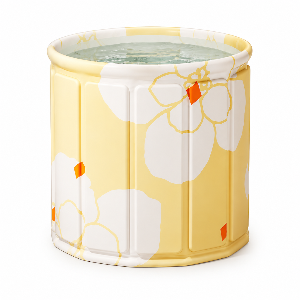 Portable Folding Bathtub for Adults Large Thickened Insulated Soaking Tub with Cushion and Drain Pipe
