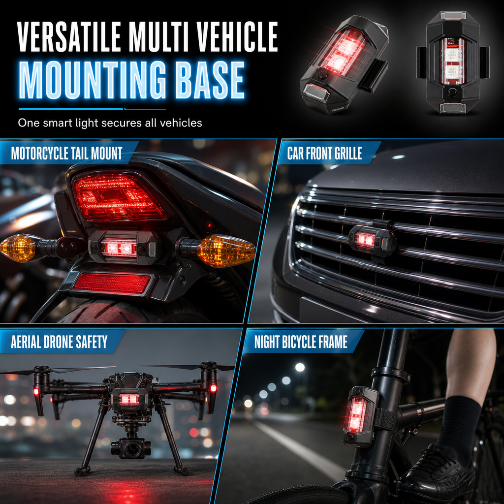 Multicolor LED Strobe Warning Light with Vibration Sensor and Remote Control for Motorcycle Drone Bicycle and Outdoor Use
