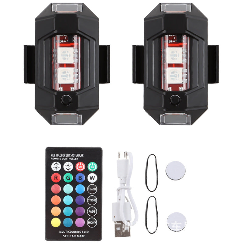 Multicolor LED Strobe Warning Light with Vibration Sensor and Remote Control for Motorcycle Drone Bicycle and Outdoor Use