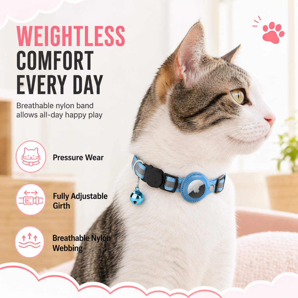 Reflective Cat Collar with Waterproof Smart Pet Tracker Locator