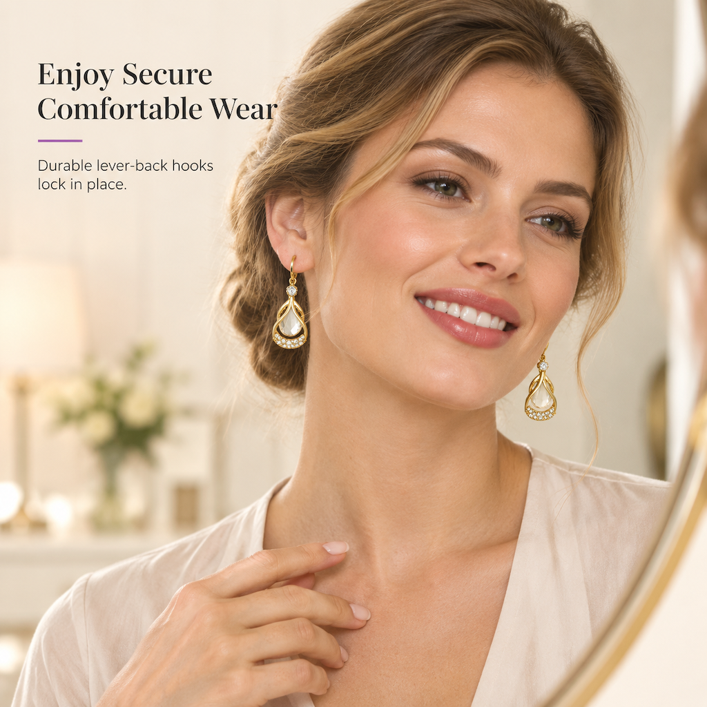 Elegant Rhinestone Water Drop Dangle Earrings