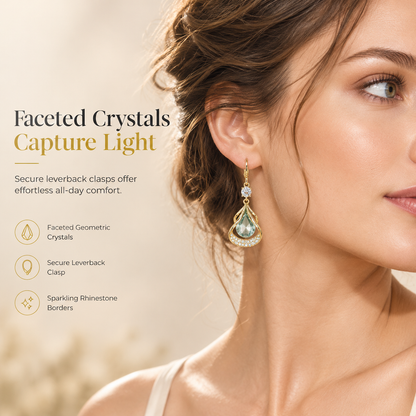 Elegant Rhinestone Water Drop Dangle Earrings