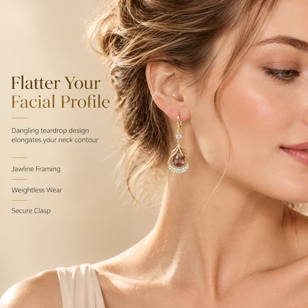 Elegant Rhinestone Water Drop Dangle Earrings