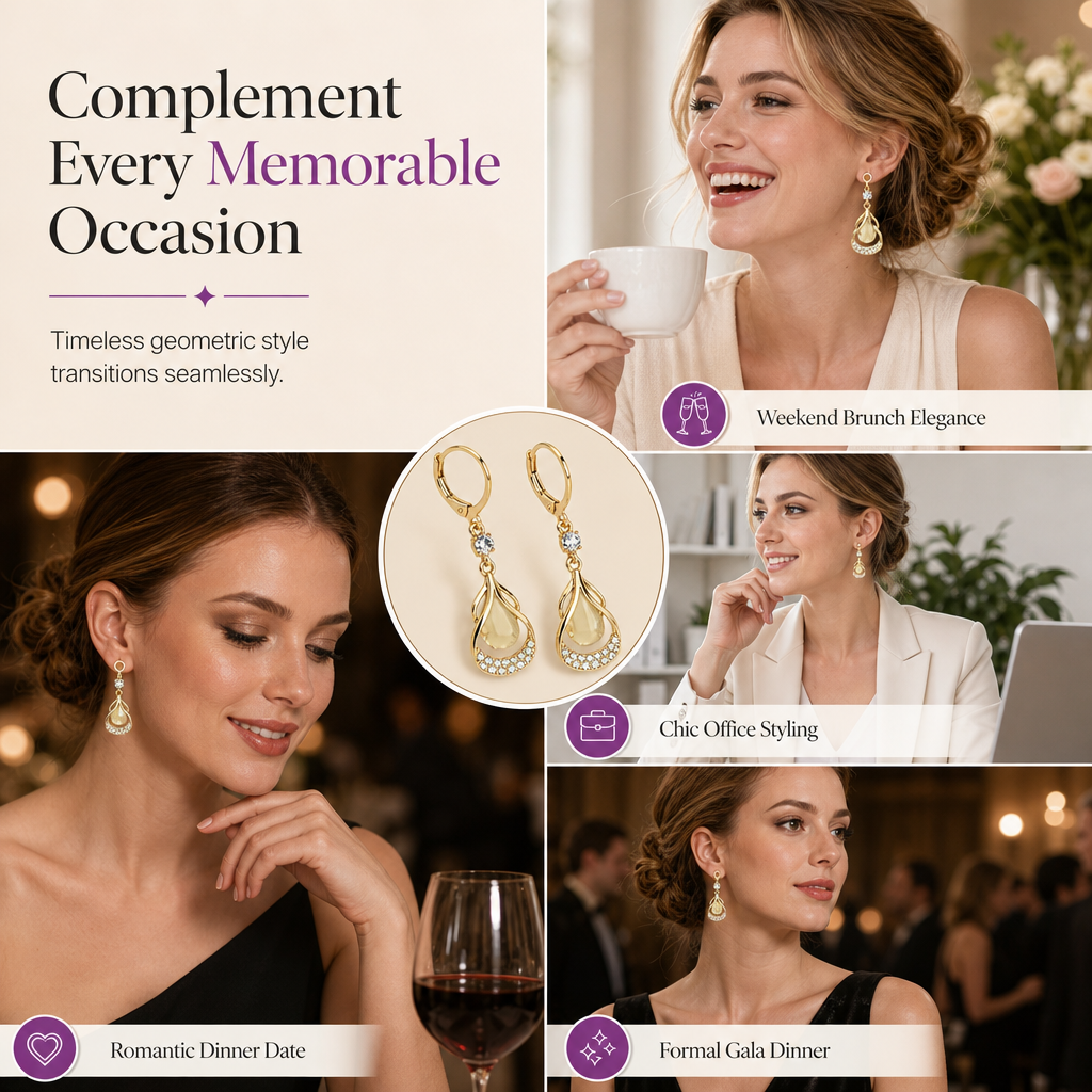 Elegant Rhinestone Water Drop Dangle Earrings