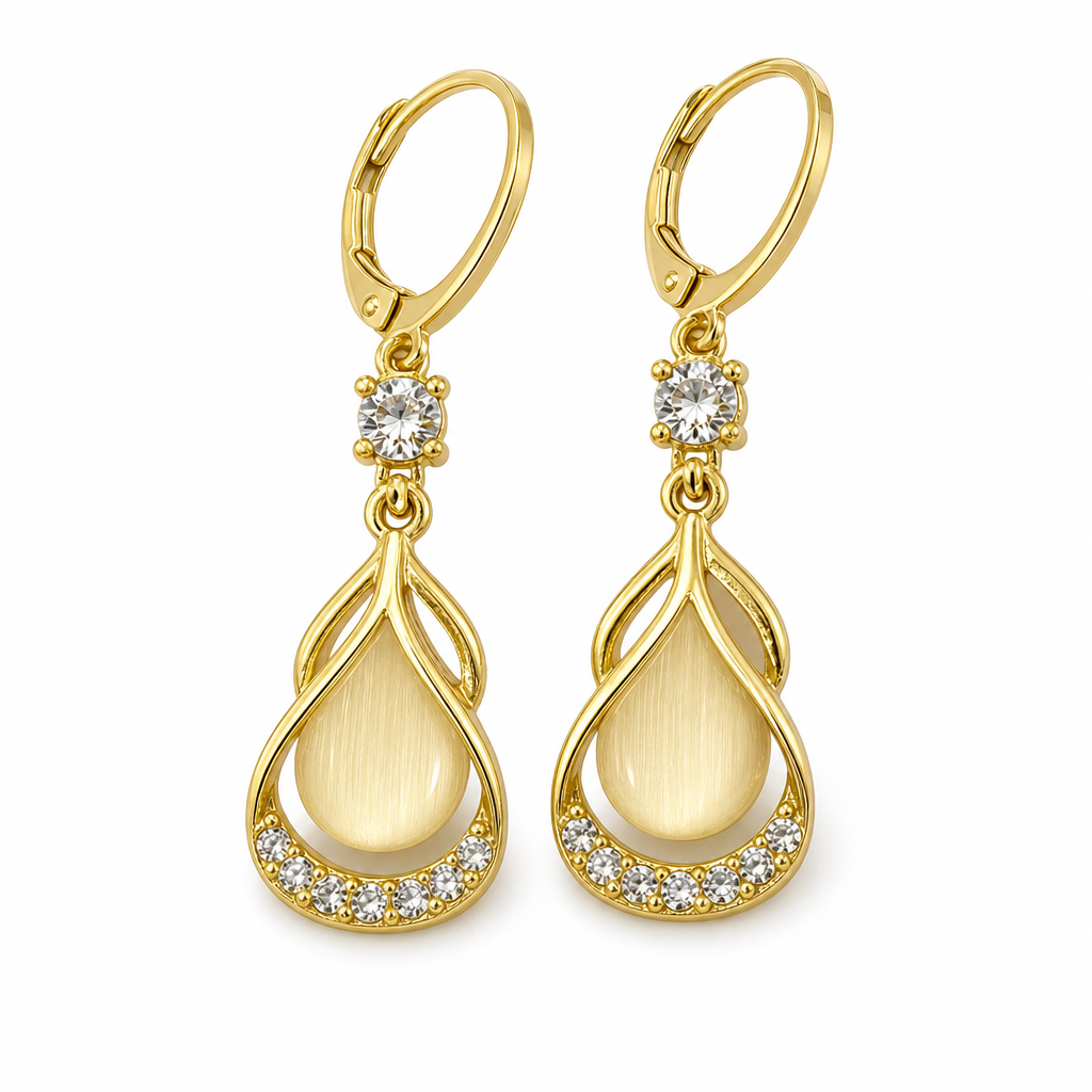 Elegant Rhinestone Water Drop Dangle Earrings