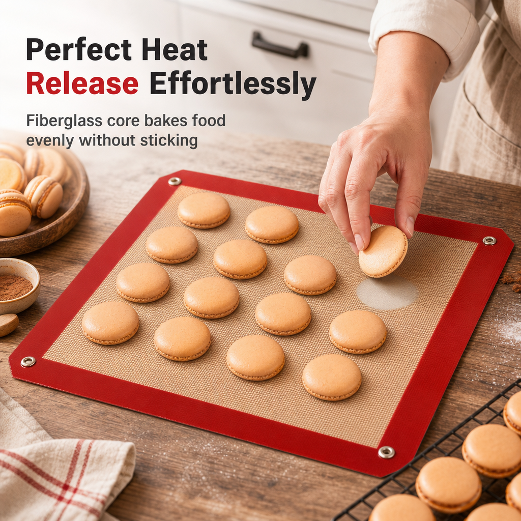 Non Stick Silicone Baking Mat Heat Resistant Fiberglass Oven Liner Sheet for Macarons and Pastry