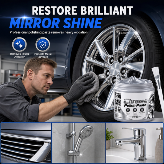 Metal Chrome Polish & Restorer Paste with Brush