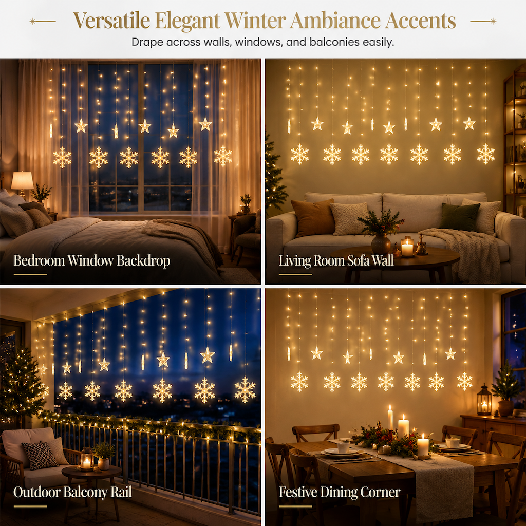 ❄️ 50% OFF! ✨ LED Snowflake Curtain Lights – Waterproof & festive décor ✨