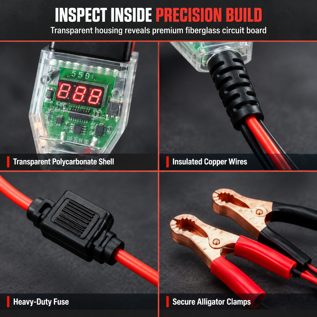 Car OBD Battery Replacement Tool and Computer Memory Saver with Digital Display Leakage Detector