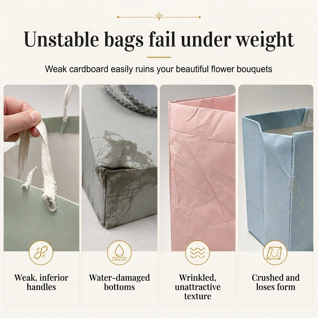 💐 LIMITED-TIME 50% OFF! ✨ Embossed Bouquet Gift Bag – Sturdy Cardboard, Chain Handle, Elegant Packaging 🎁