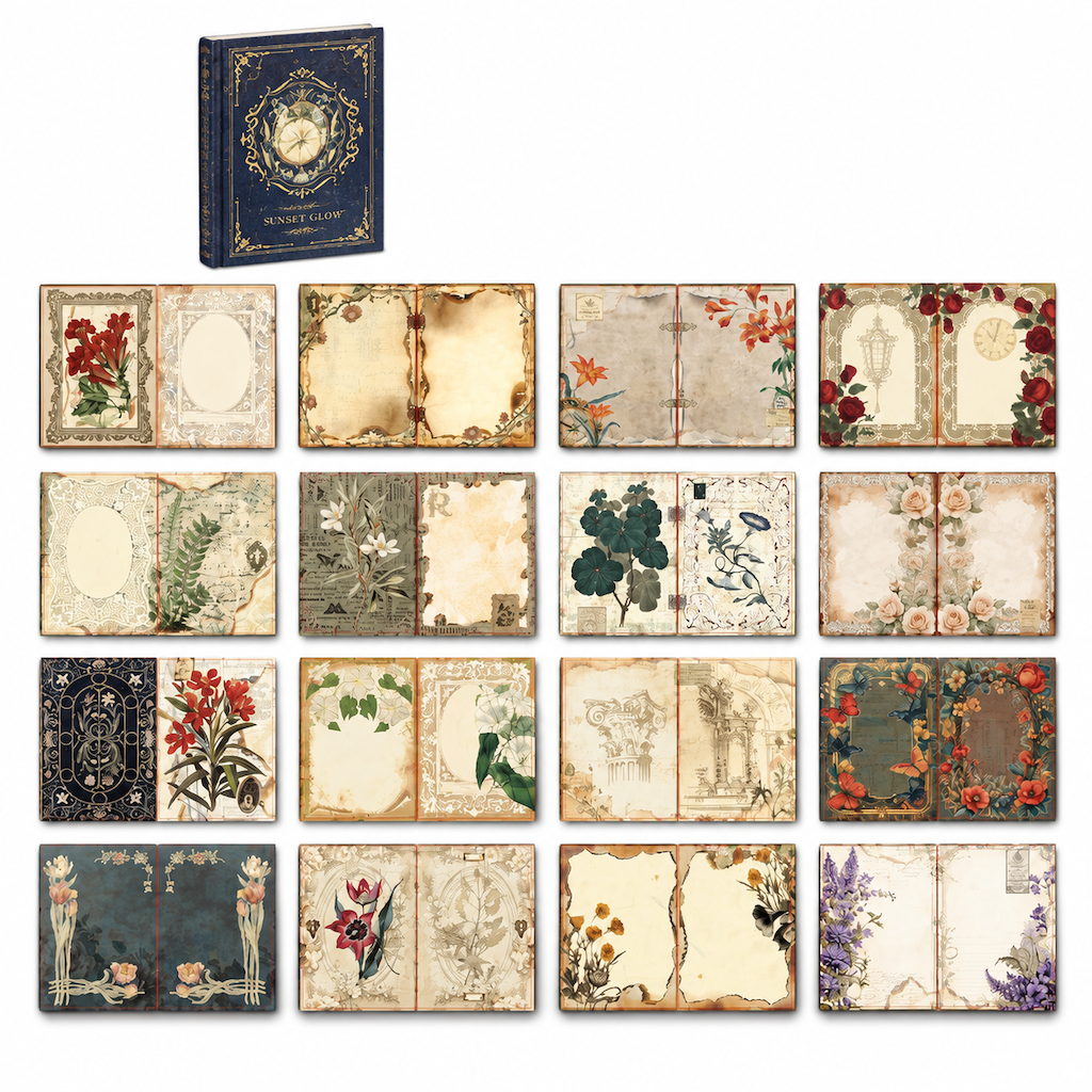 📢📢50% OFF !! ⏰Vintage European Style Hardcover Journal Notebook with Hollow Out Cover Gold Foil Accents and Color Illustrated Pages