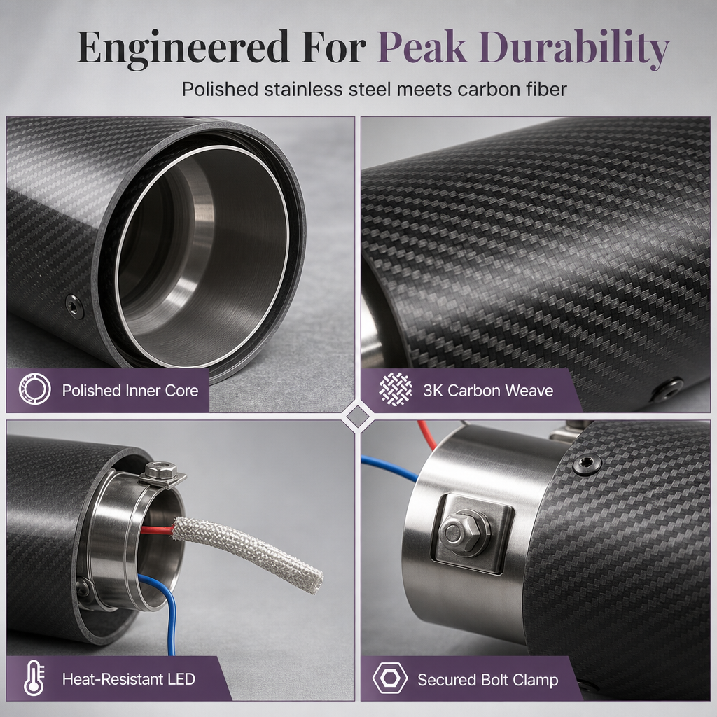 📢📢 50% OFF🔥 LED Car Exhaust Tip – Stainless Steel Build & Bold Red or Blue Glow for Sporty Styling
