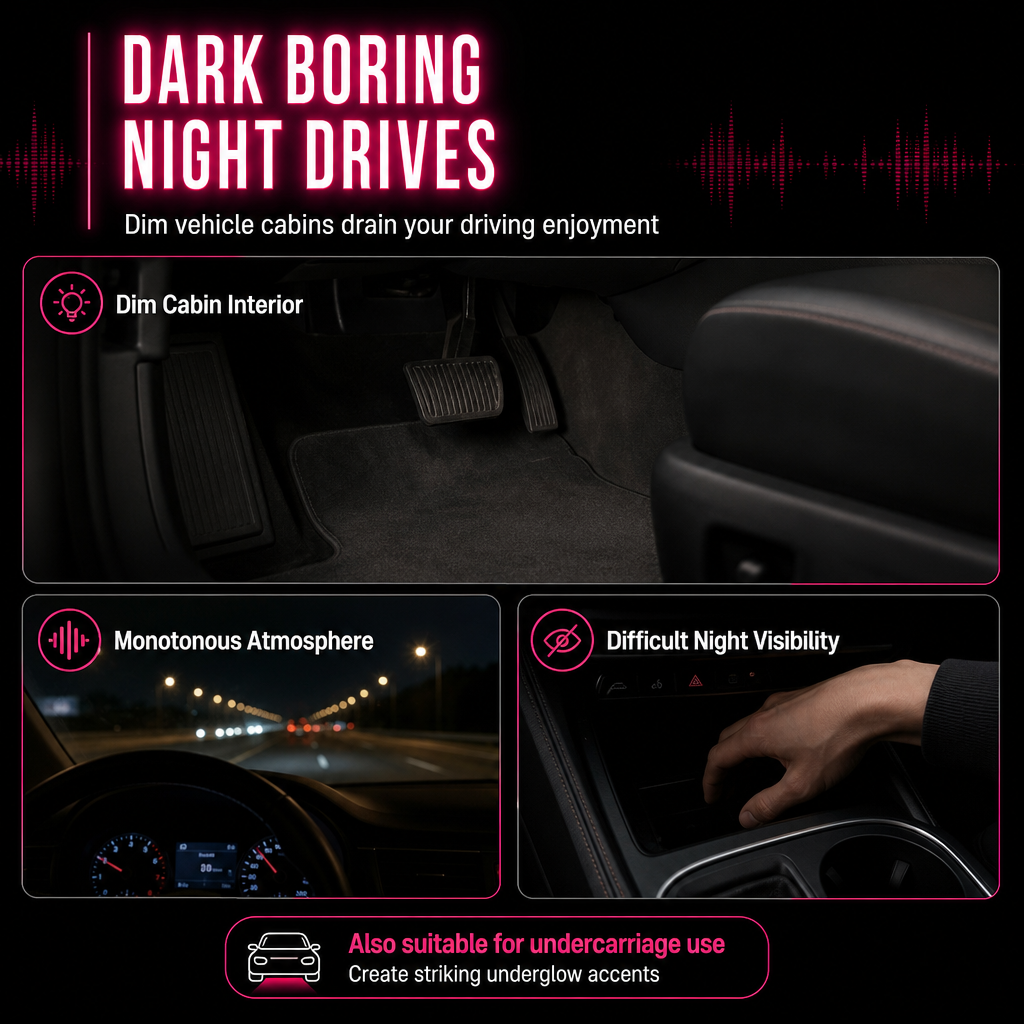 Sound Activated 12 LED Car Interior Ambient Light RGB Multicolor Footwell Decorative Lamp