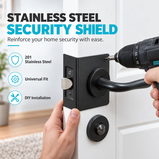 Stainless Steel Single Hole Door Lock Reinforcement Plate for Indoor Wooden Doors with Screws