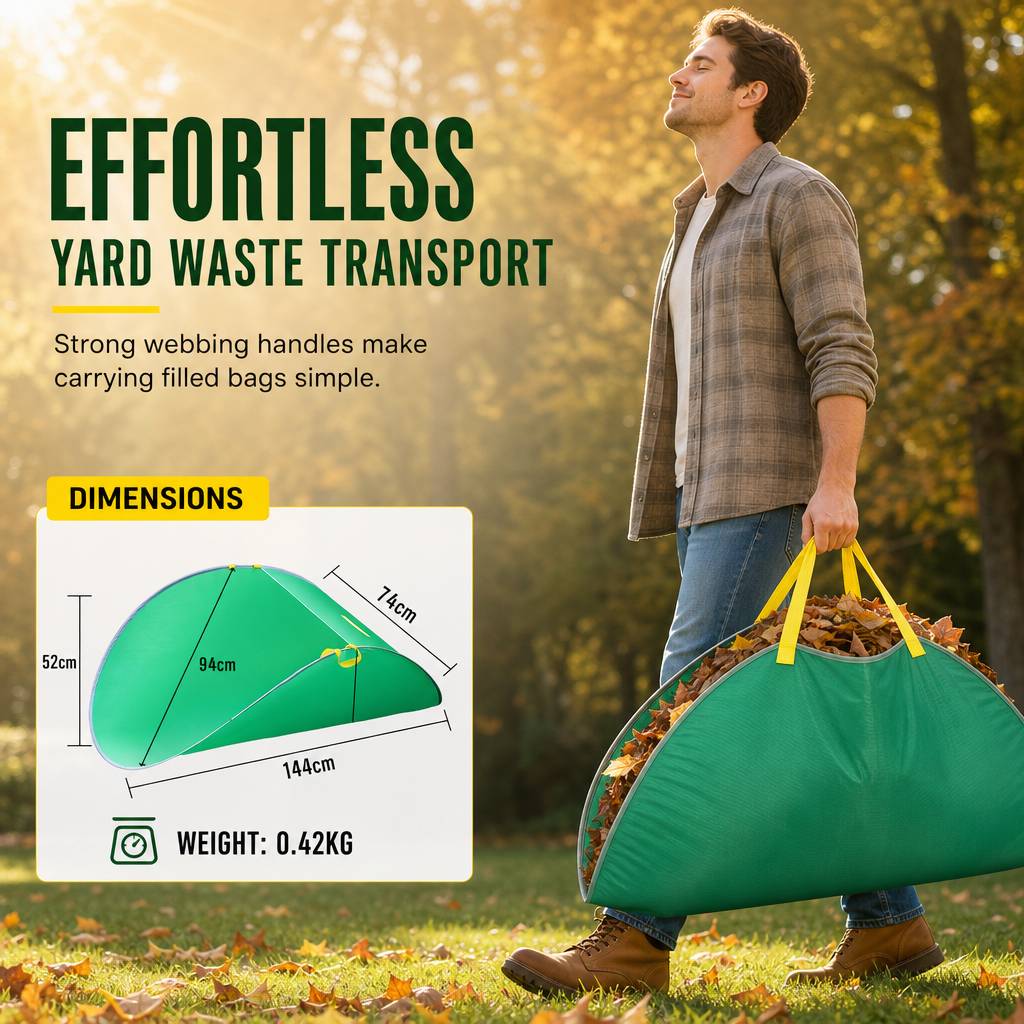 Portable Pop Up Leaf Collector and Reusable Yard Garden Waste Bag