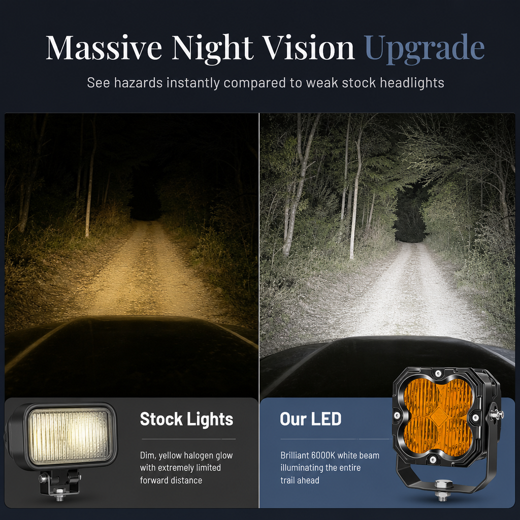 Pair of 30W Square LED Work Lights Waterproof Dustproof Off Road Driving Pod Lights for Cars and Trucks