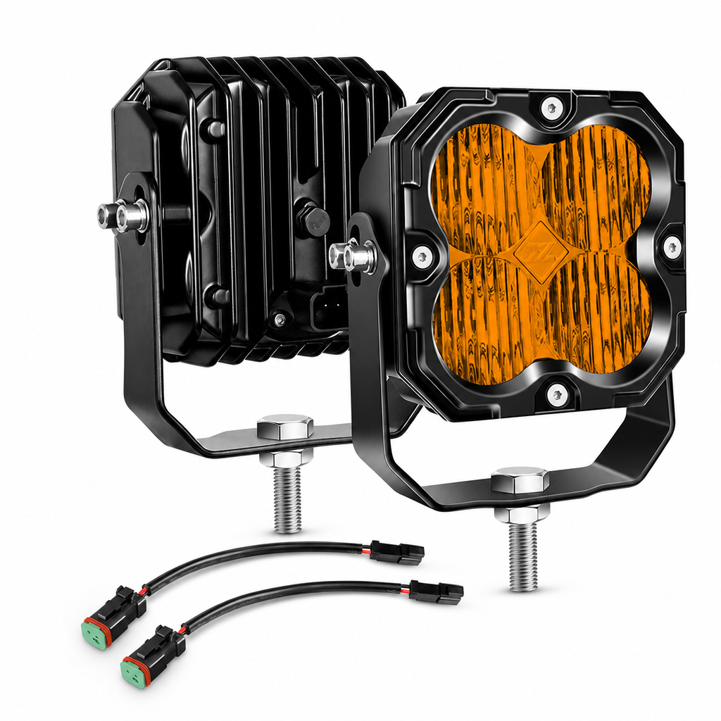 Pair of 30W Square LED Work Lights Waterproof Dustproof Off Road Driving Pod Lights for Cars and Trucks