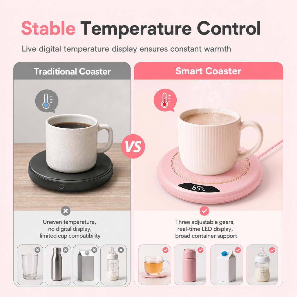 Electric Coffee Mug Warmer with 3-Temp Settings