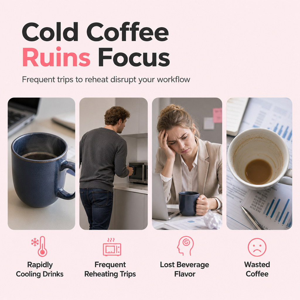 Electric Coffee Mug Warmer with 3-Temp Settings