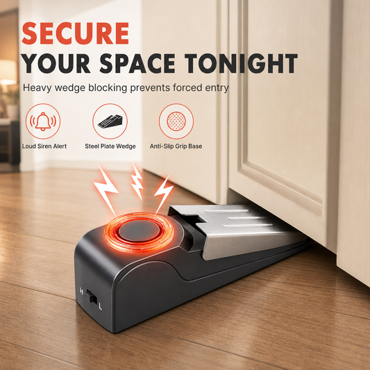 Portable Security Door Stop Alarm and Door Stopper Blocker with Siren for Home Hotel Travel and Personal Safety