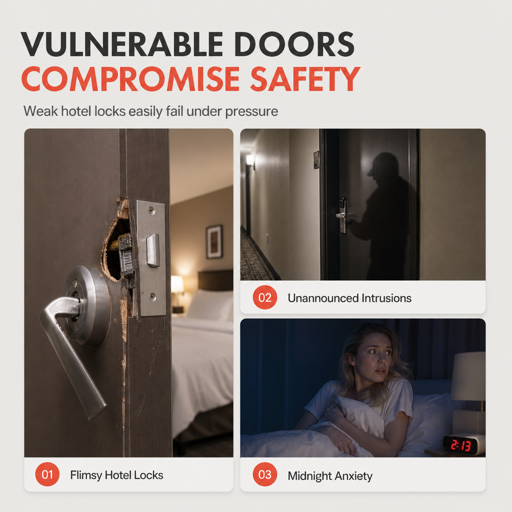 Portable Security Door Stop Alarm and Door Stopper Blocker with Siren for Home Hotel Travel and Personal Safety