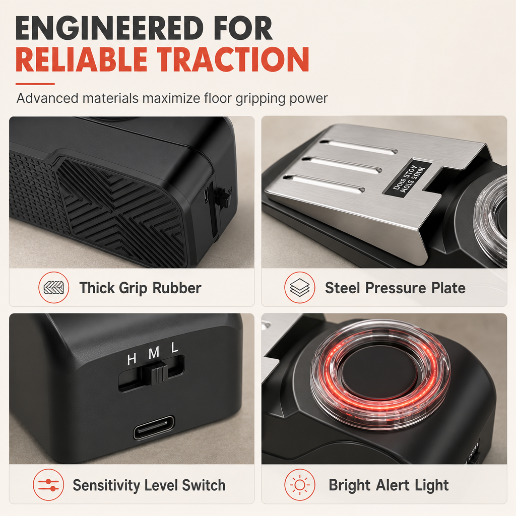 Portable Security Door Stop Alarm and Door Stopper Blocker with Siren for Home Hotel Travel and Personal Safety