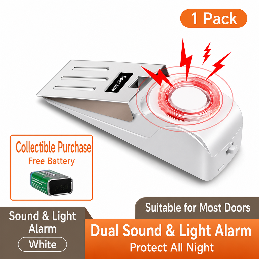 Portable Security Door Stop Alarm and Door Stopper Blocker with Siren for Home Hotel Travel and Personal Safety