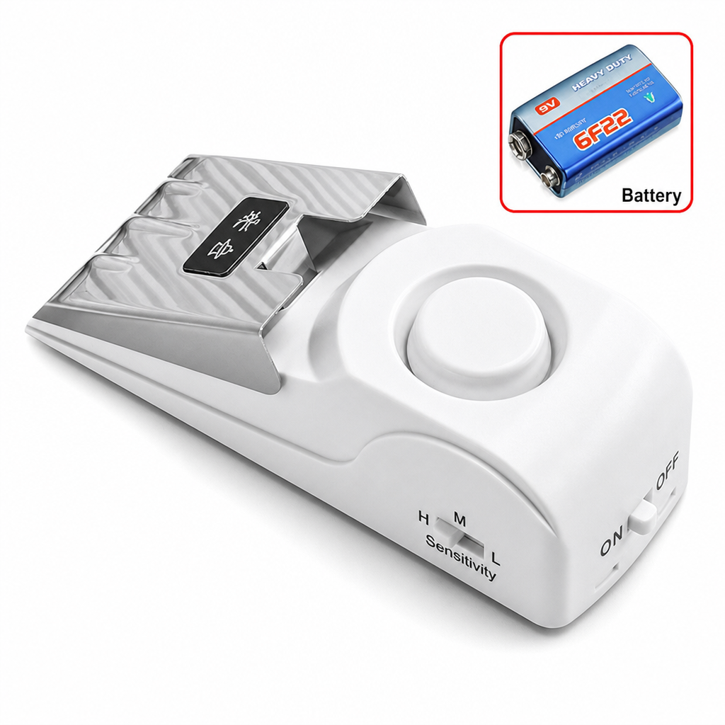 Portable Security Door Stop Alarm and Door Stopper Blocker with Siren for Home Hotel Travel and Personal Safety