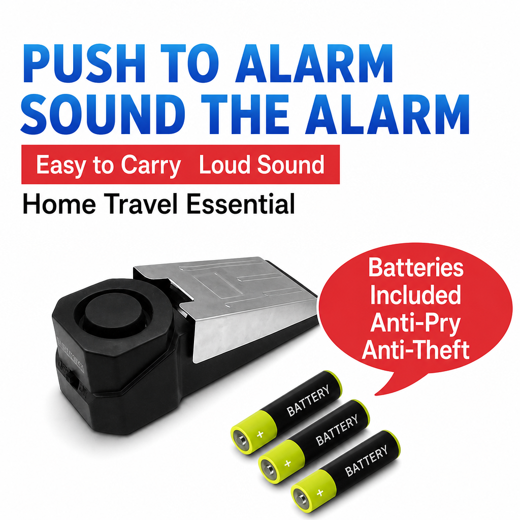 Portable Security Door Stop Alarm and Door Stopper Blocker with Siren for Home Hotel Travel and Personal Safety