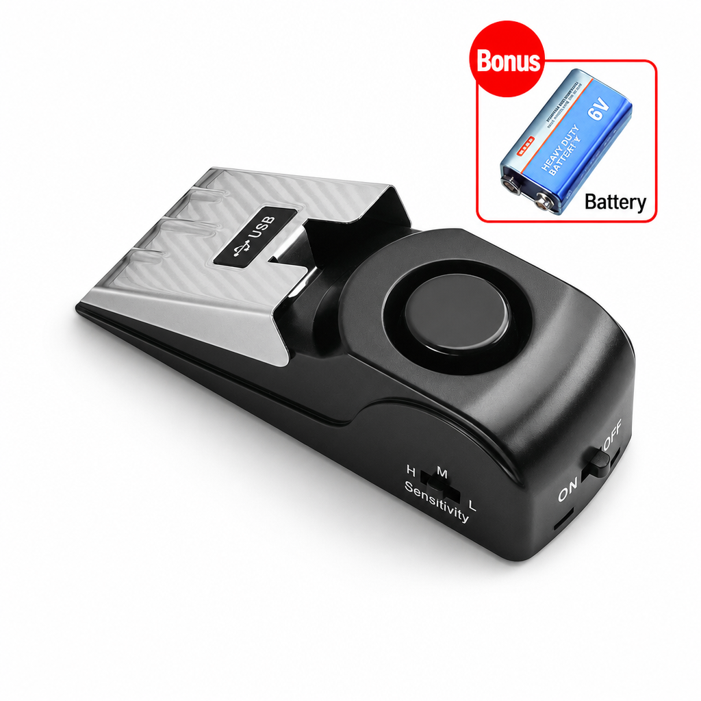 Portable Security Door Stop Alarm and Door Stopper Blocker with Siren for Home Hotel Travel and Personal Safety
