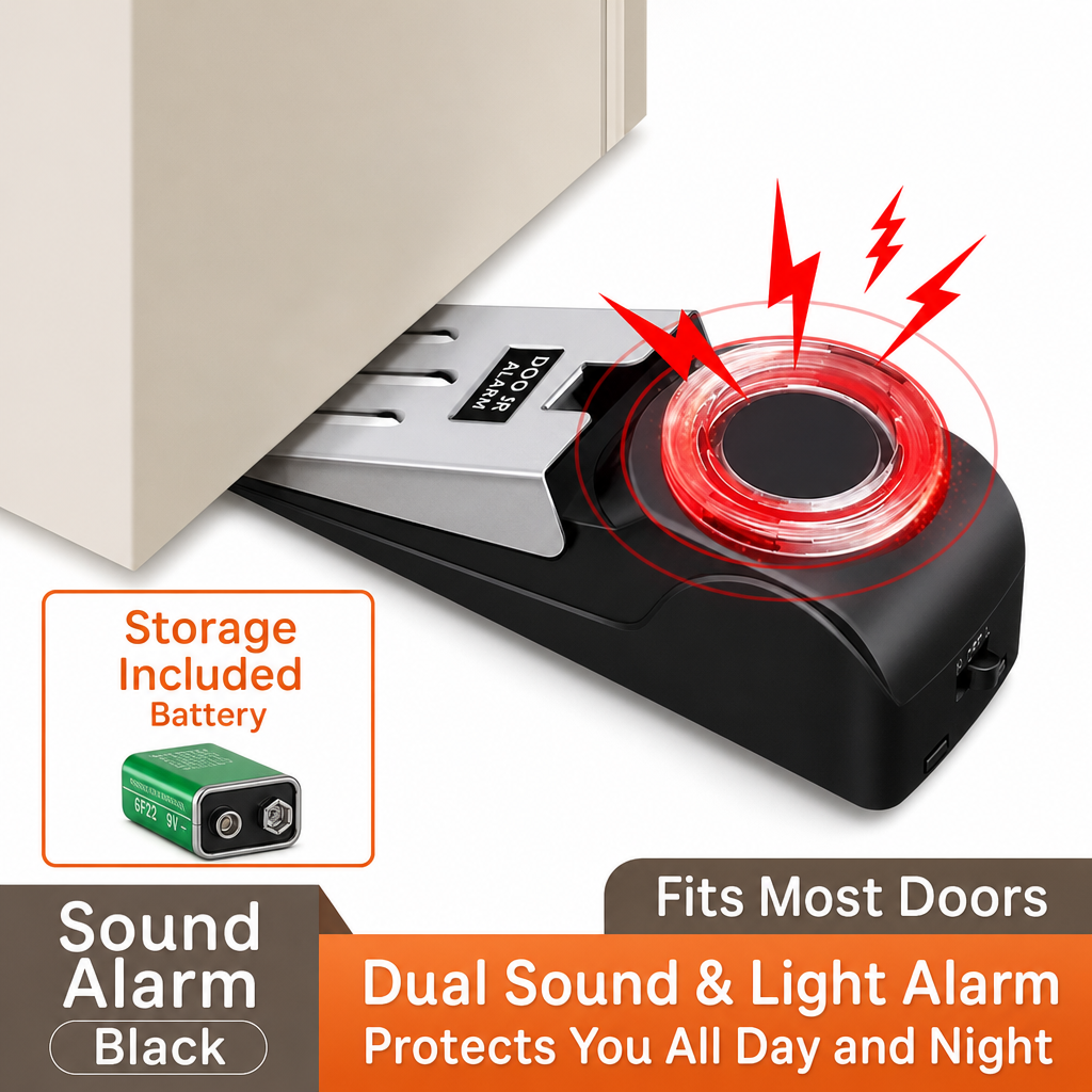 Portable Security Door Stop Alarm and Door Stopper Blocker with Siren for Home Hotel Travel and Personal Safety