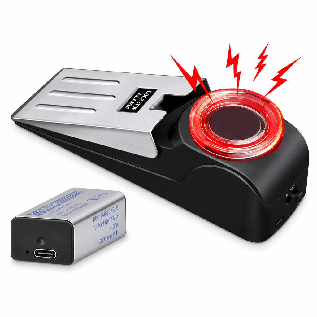 Portable Security Door Stop Alarm and Door Stopper Blocker with Siren for Home Hotel Travel and Personal Safety