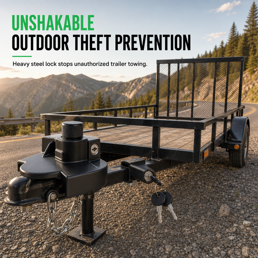 📢📢 50% OFF! 🔒 Heavy-Duty Trailer Coupler Lock – Hardened Steel & Powder-Coated Protection for Parked Trailers