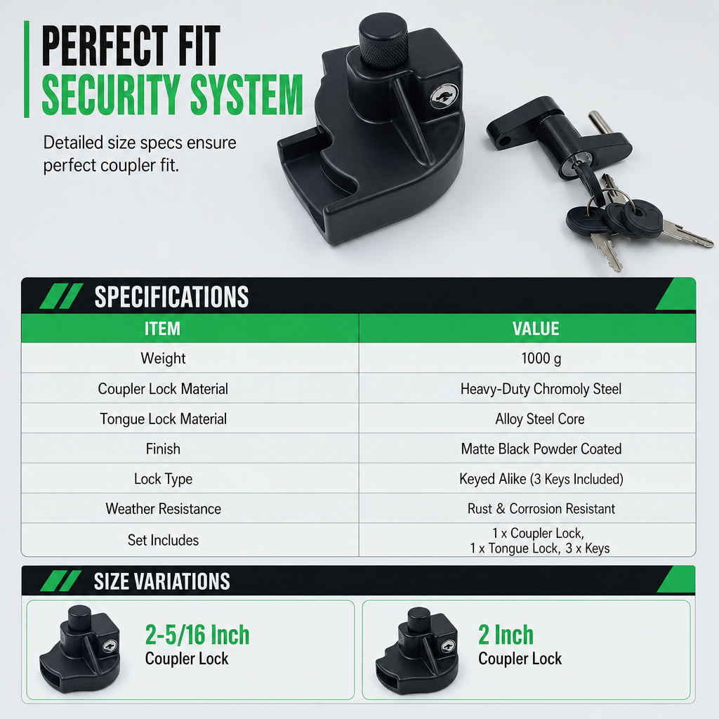 📢📢 50% OFF! 🔒 Heavy-Duty Trailer Coupler Lock – Hardened Steel & Powder-Coated Protection for Parked Trailers