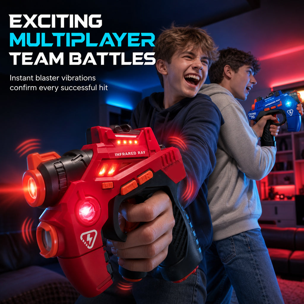 🎄Celebrate the Christmas Sale with 50% Off！！🎁Kids Infrared Laser Battle Toy Gun Set with 2 Mini Pistols and 1 Projector featuring Sound and Light