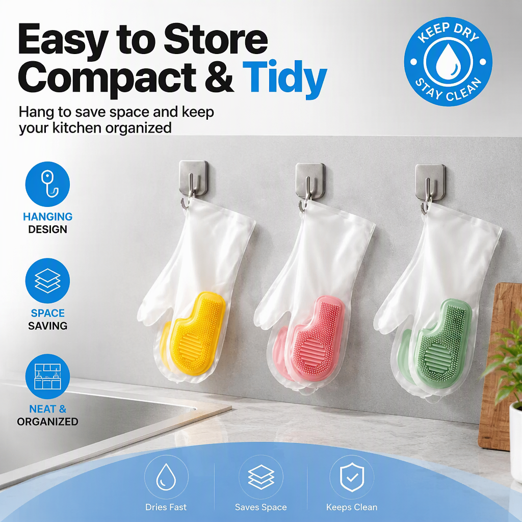 📢📢50% OFF !! ⏰Multifunctional Waterproof Kitchen Dishwashing and Household Cleaning Gloves🧼