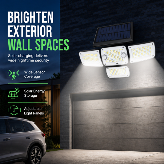 Solar Outdoor Wall Light with Dual Motion Sensors for Garden Yard and Fence Lighting