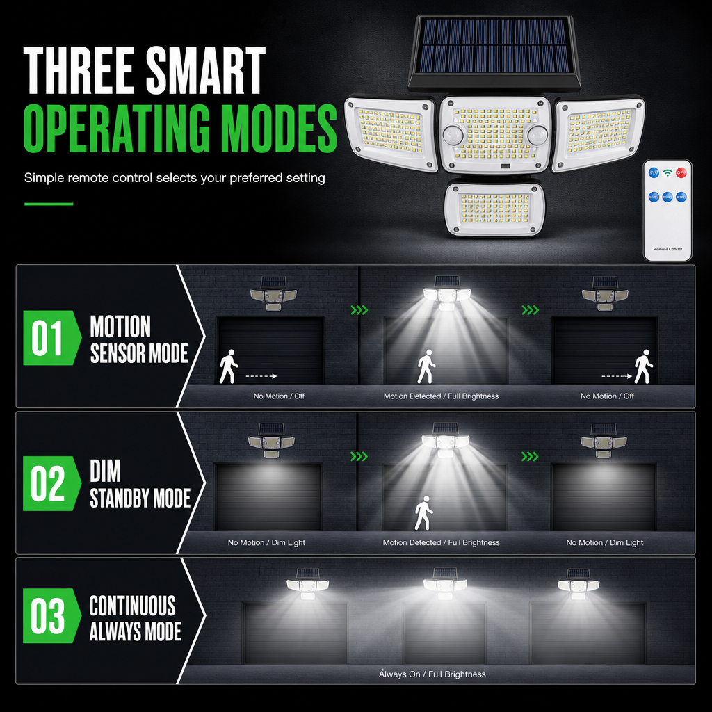Solar Outdoor Wall Light with Dual Motion Sensors for Garden Yard and Fence Lighting