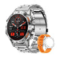 Men's military-style smartwatch with a 1,100-mAh battery, 1.7-inch AMOLED display, LED flashlight, IP68 water resistance, fitness watch with phone functionality, over 110 sport modes, heart rate and sleep tracking, compatible with iOS and Android
