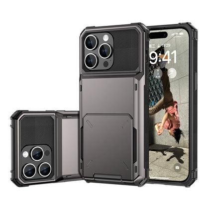 Flip Cover Shockproof Case with Built-In Card Slot