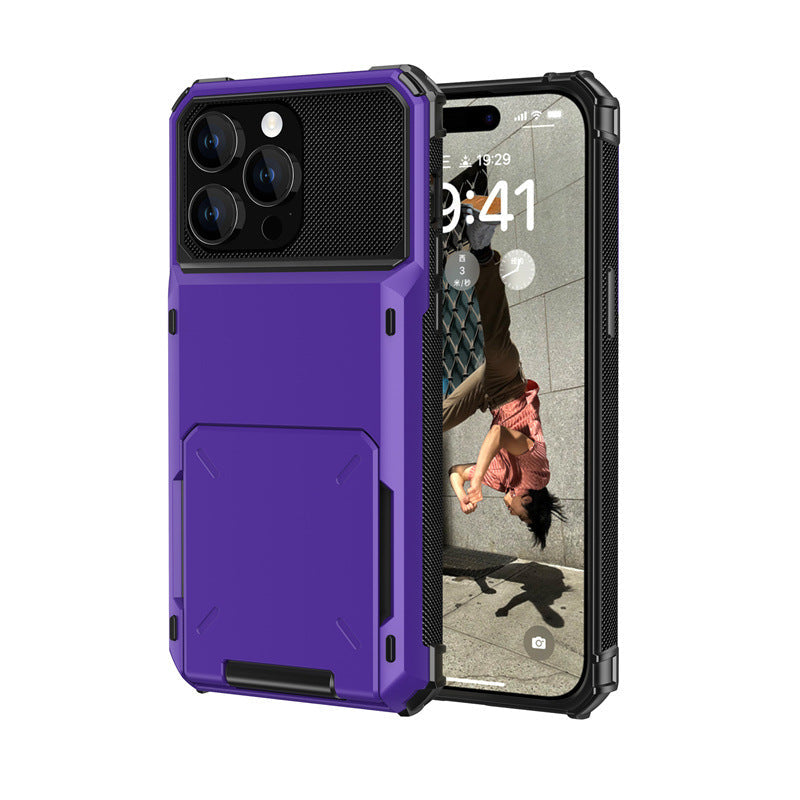 Flip Cover Shockproof Case with Built-In Card Slot