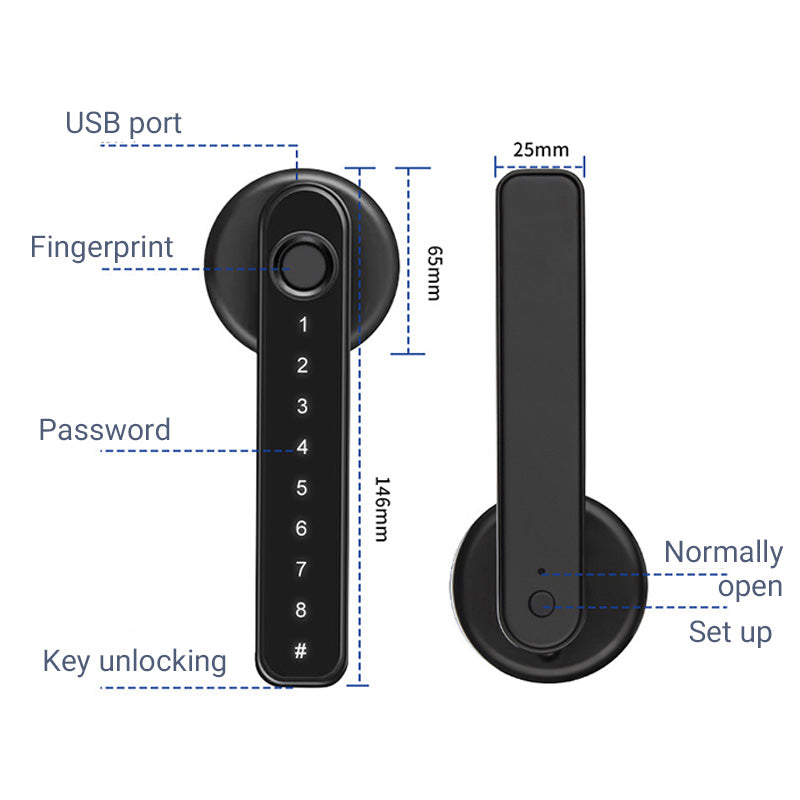 ✅Free Shipping✈Fingerprint Smart Door Lock Handle With Bluetooth APP Control